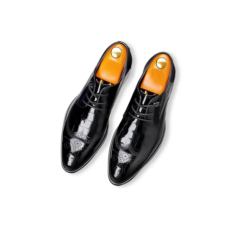 GZZ Dress Shoes Men Low Top Black-2