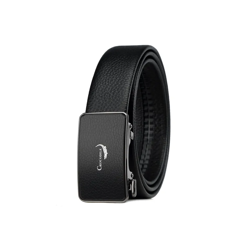 Crocodile Fashion Pants Automatic Buckle Belt Top Grain Cow Leather Leather Belts Men's Width 3.5CM-0