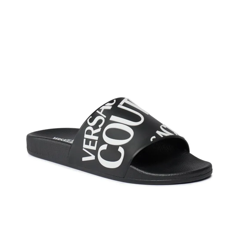 VERSACE JEANS Slide Slippers Women's Black White-1
