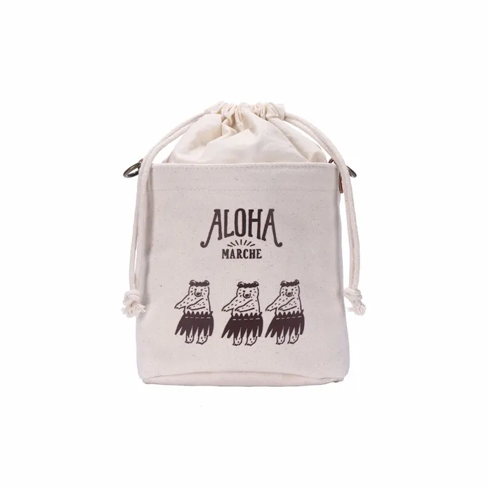 Hello Marche Fabric Bucket Bags Shoulder Bag Crossbody Bag Unisex White-1