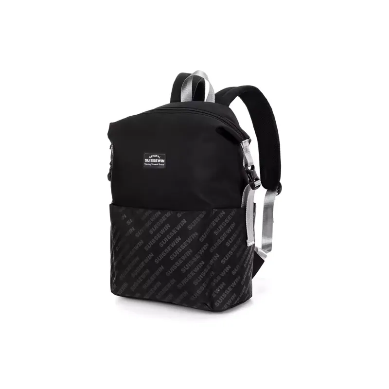 SUISSEWIN Polyester Backpack Regular Unisex Vibrant Orange/Simple Black/Sky Blue-7