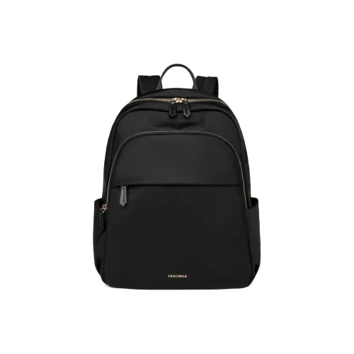 Crocodile Fabric Backpack Medium Size Women's Black/Gray