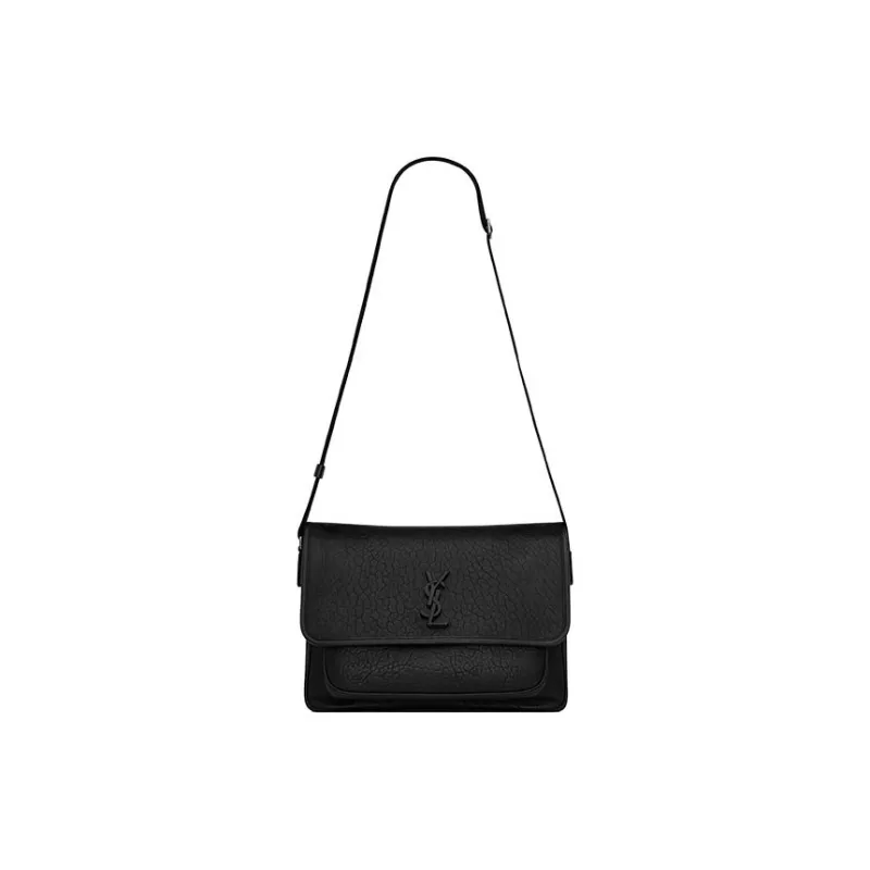 SAINT LAURENT Sheepskin With Fabric Messenger Bag, Portable Crossbody Bag, Shoulder Bag Men's Black-0