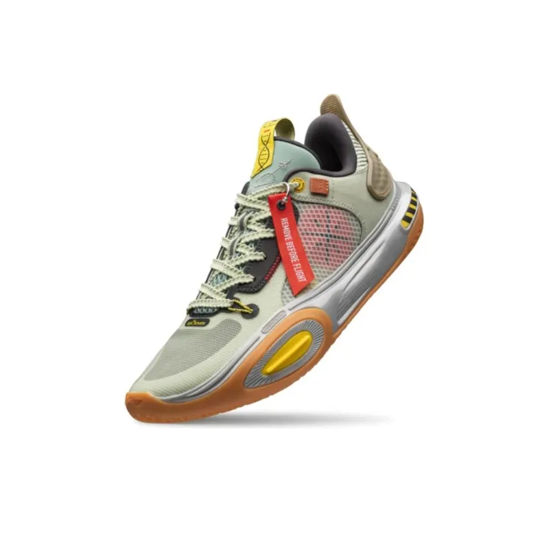 LiNing All City 11 Warning Cushioning Anti Slip And Wear Resistant Low Top Basketball Shoes Men's Cyan Yellow-2