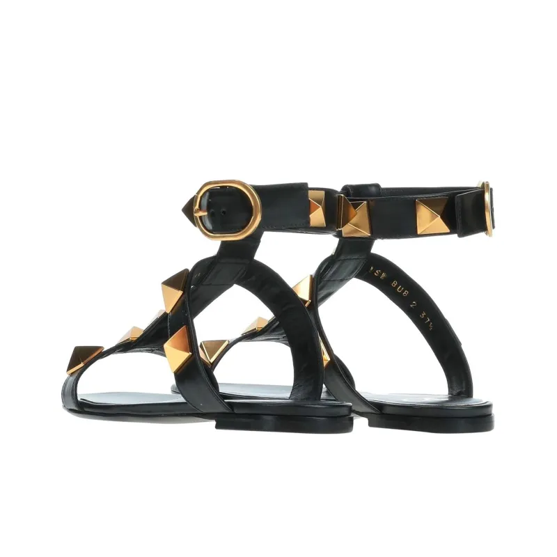 Valentino Roman Stud Roman Beach Sandals Women's Black-3