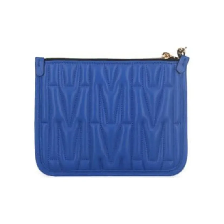 MOSCHINO Calfskin Clutch Women's Blue-2