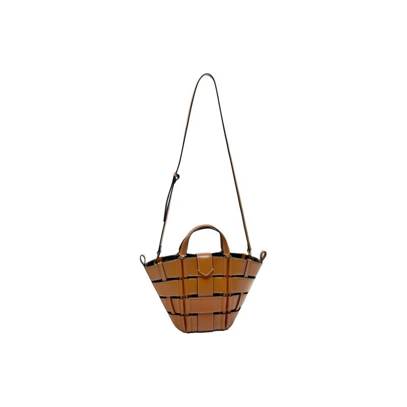 ZARA PU Tote Bag Shopping Bag Handbag Mini Women's Brown-1