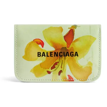 Balenciaga Shiny Calfskin Wallet Mini Women's Green