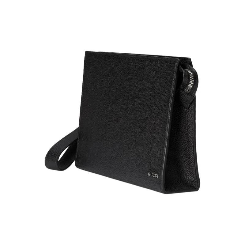 GUCCI Leather Clutch Men's Black-1