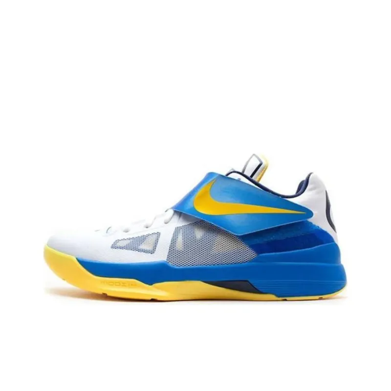 Nike KD 4 Cushioning Low Top Basketball Shoes Men's White Blue Yellow-0