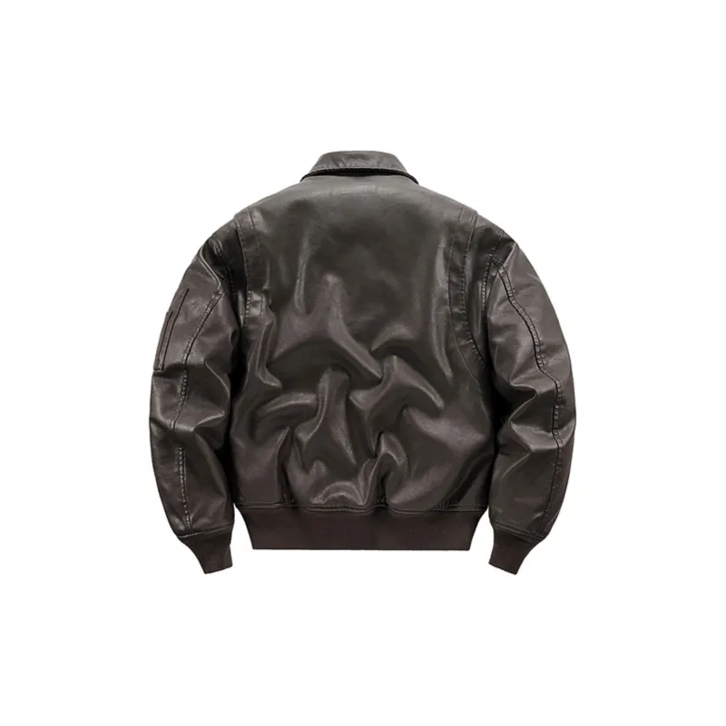 VIP Solid Color Badge Embroidery Padded Thickened Loose Fit Lapel Pilot Warm Puffer Jacket Unisex-6
