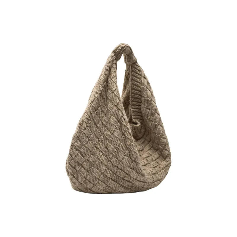 ZARA Mixed Wool Handbag Shoulder Bag Women's Brown-1
