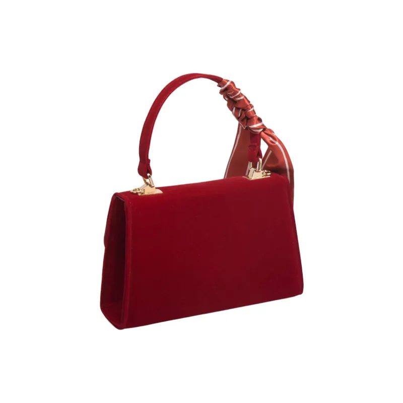 OUZIHUANG Woolen Shoulder Bag, Crossbody Bag, Handbag Regular Women's Burgundy-3
