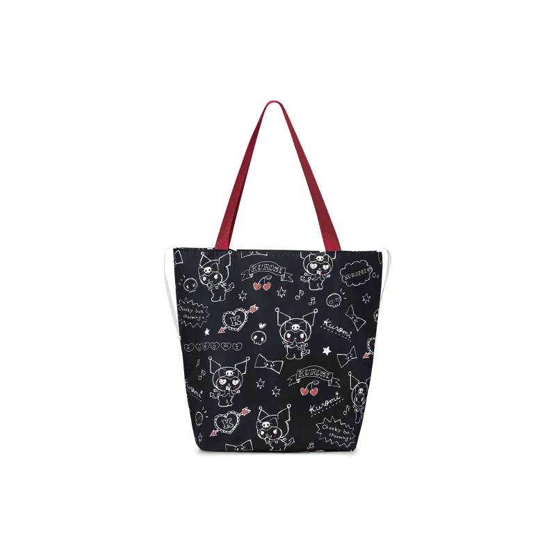 Zgo Sanrio, Collaboration Kulomi Polyester Tote Bag, Shopping Bag, Handbag, Shoulder Bag Women's Black-2