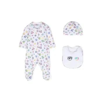 CHIARA FERRAGNI Eyelike motif Cotton Pajamas Set Of Three