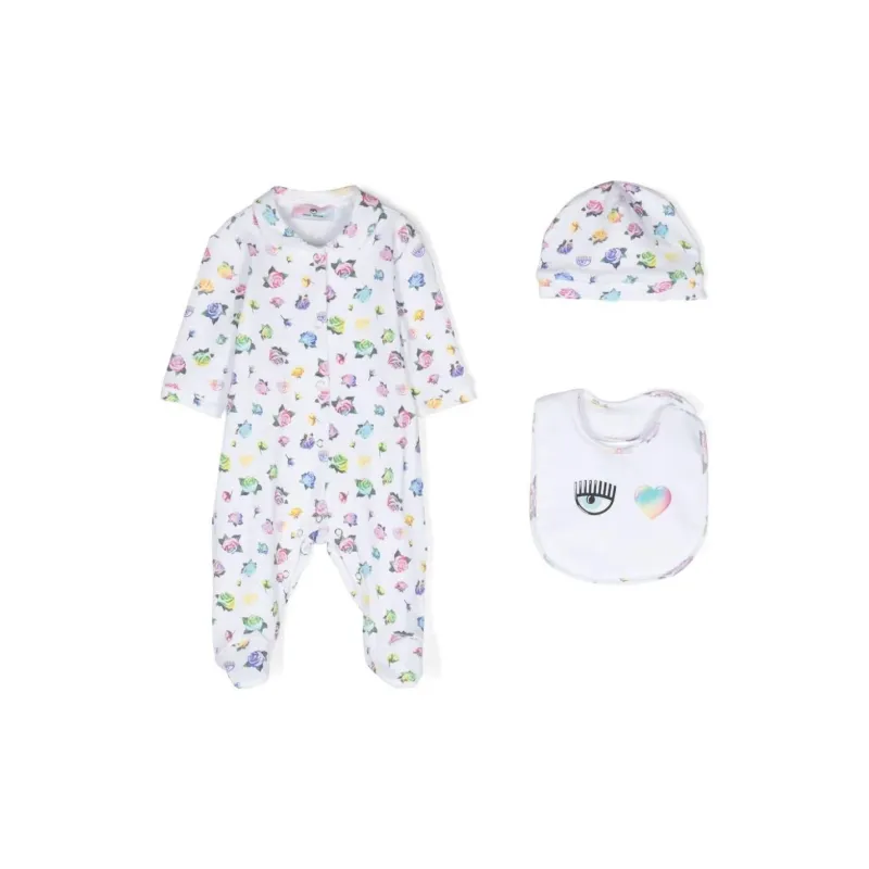 CHIARA FERRAGNI Eyelike motif Cotton Pajamas Set Of Three-0