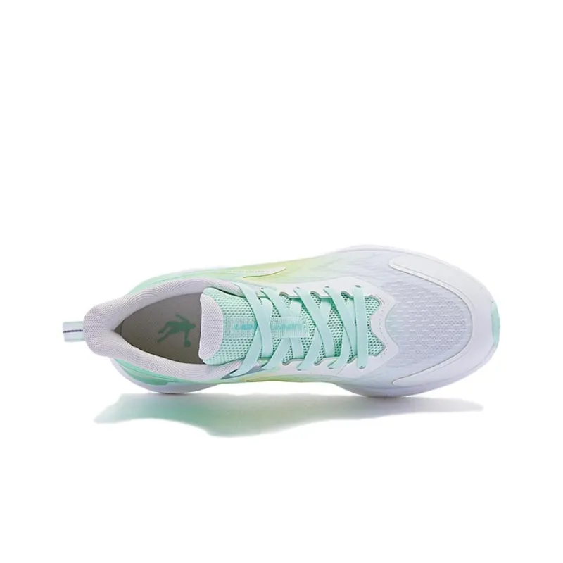 QIAODAN No Fear Of SE Durable Breathable Low Top Running Shoes Women's White Green-3