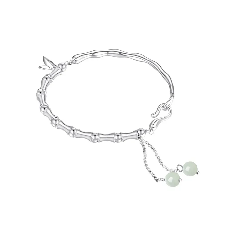 CHOW TAI SENG S925 Silver Bracelets Women's Green Jade-1