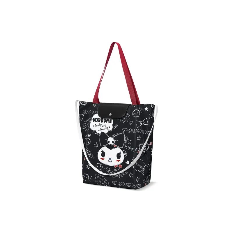 Zgo Sanrio, Collaboration Kulomi Polyester Tote Bag, Shopping Bag, Handbag, Shoulder Bag Women's Black-1