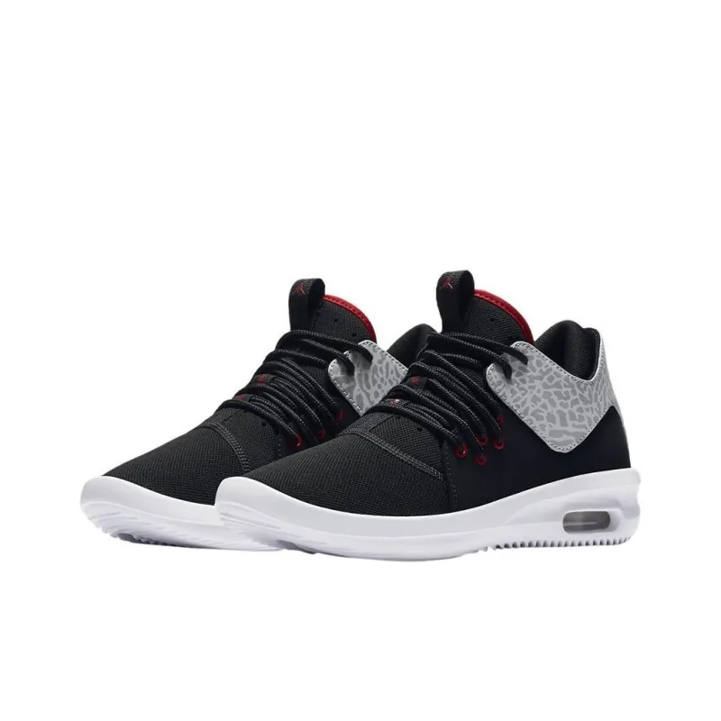 Jordan First Class Cushioning Anti-Slip And Wear-Resistant Mid-Top Vintage Basketball Shoes GS Black White Red-2