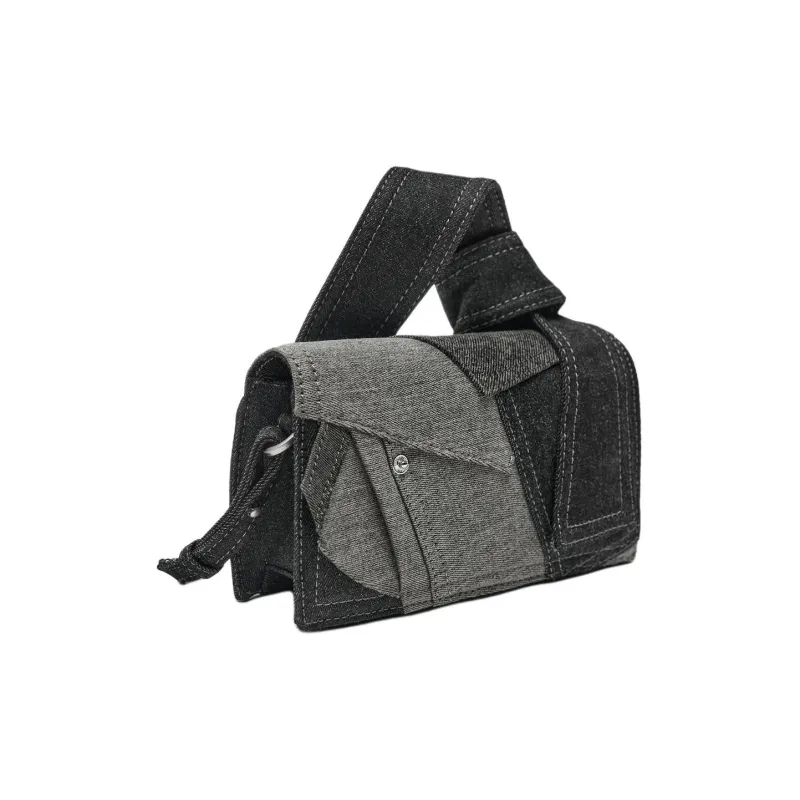 ZARA Denim Handbag Shoulder Bag Crossbody Bag Mini Women's Black & Gray-2