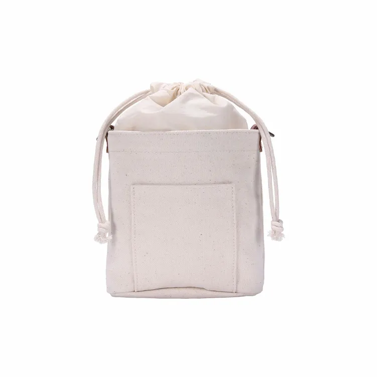 Hello Marche Fabric Bucket Bags Shoulder Bag Crossbody Bag Unisex White-2