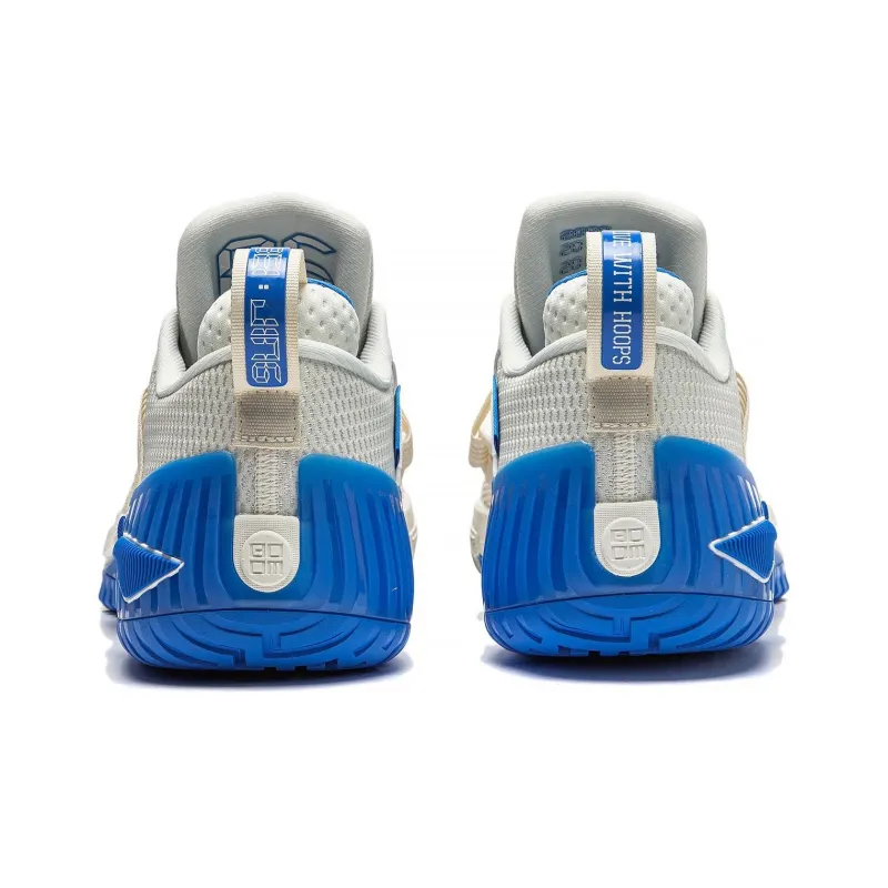 LiNing Rage Anti Slip Wear Resistant Low Top Basketball Shoes Men's White Blue-4
