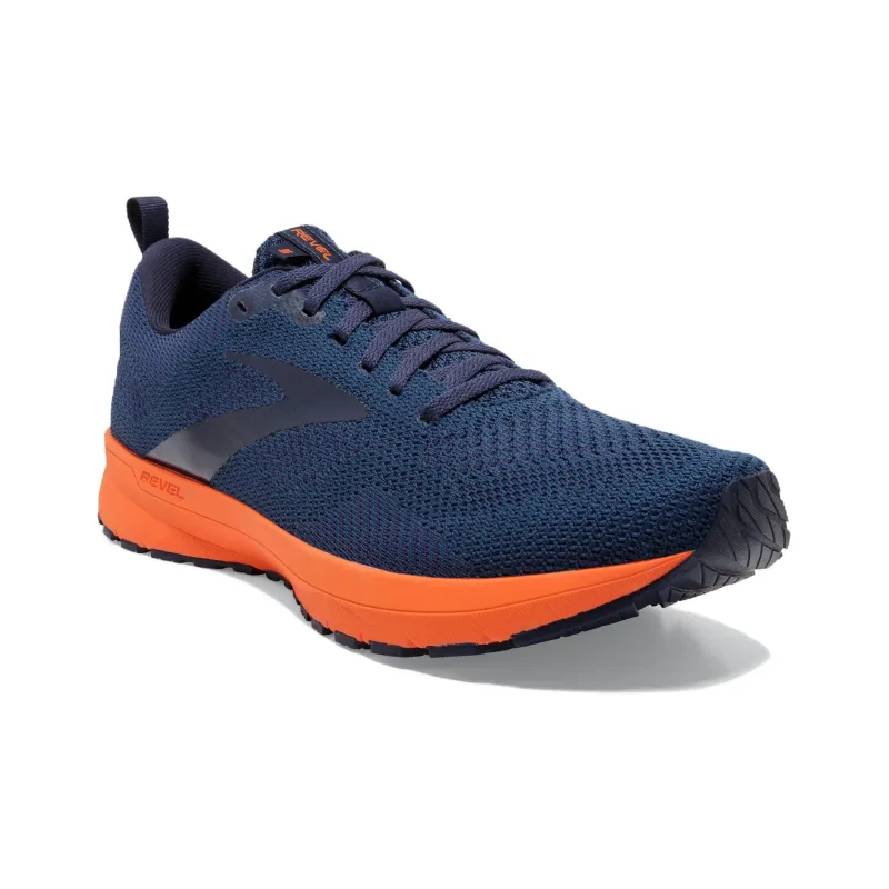 Brooks Revel 5 Anti Slip Wear Resistant Low Top Running Shoes Men's Blue Orange-2
