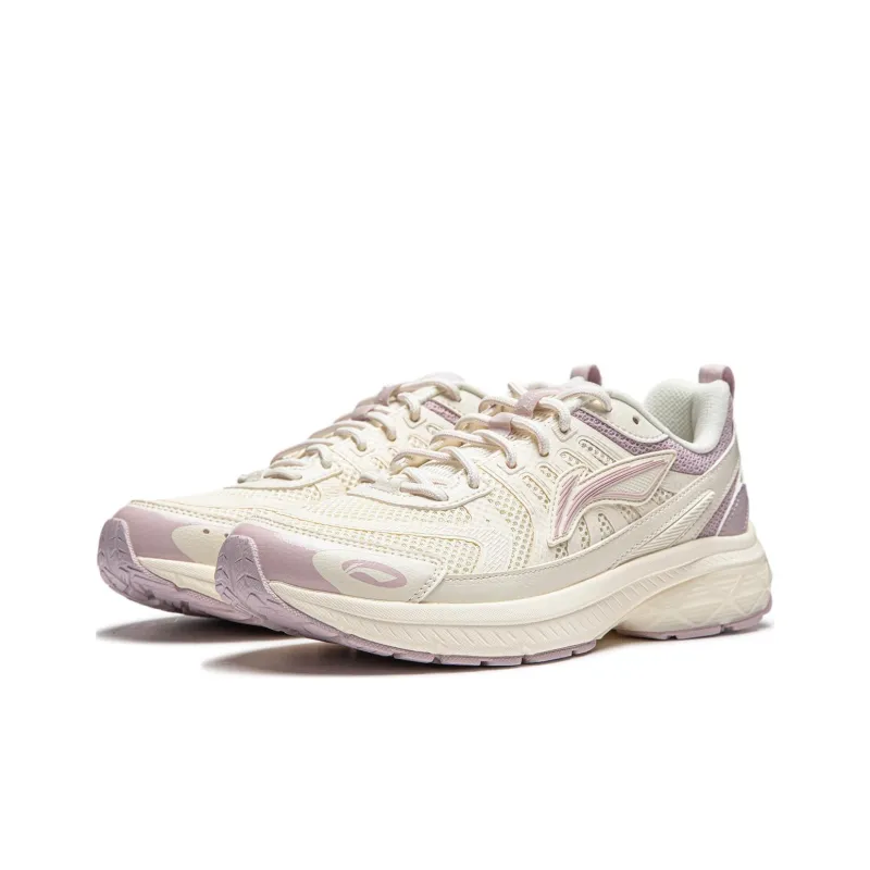 LiNing Shake 1.0 V3 Cushioning Low Top Casual Running Shoes Women's White Purple-2