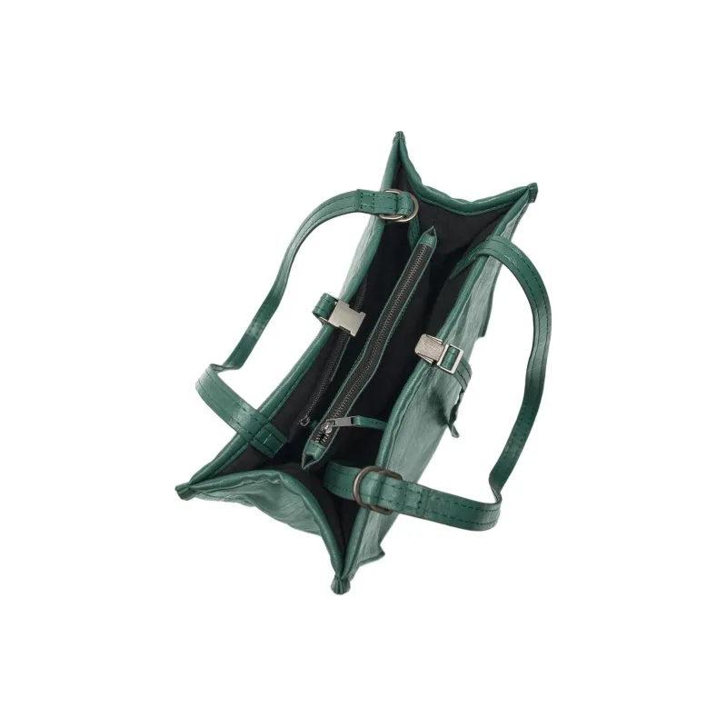 ZARA Polyurethane Tote Bag Shopping Bag Shoulder Bag Handbag Large Size Women's Green-4