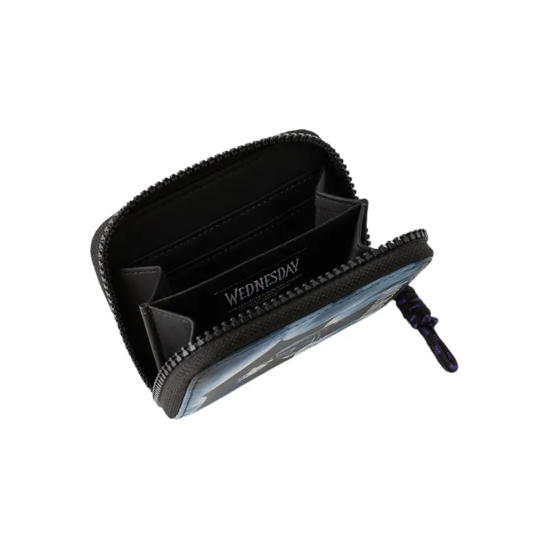 ZARA Wednesday, Collaboration PU Polyurethane Wallet Regular Women's Black-3