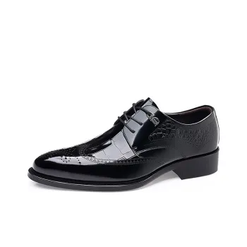 GZZ Dress Shoes Men Low Top Black