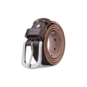 JEEP SPIRIT Solid Durable Business Vintage Pin Buckle Leather Belts Men's Width  3.8cm