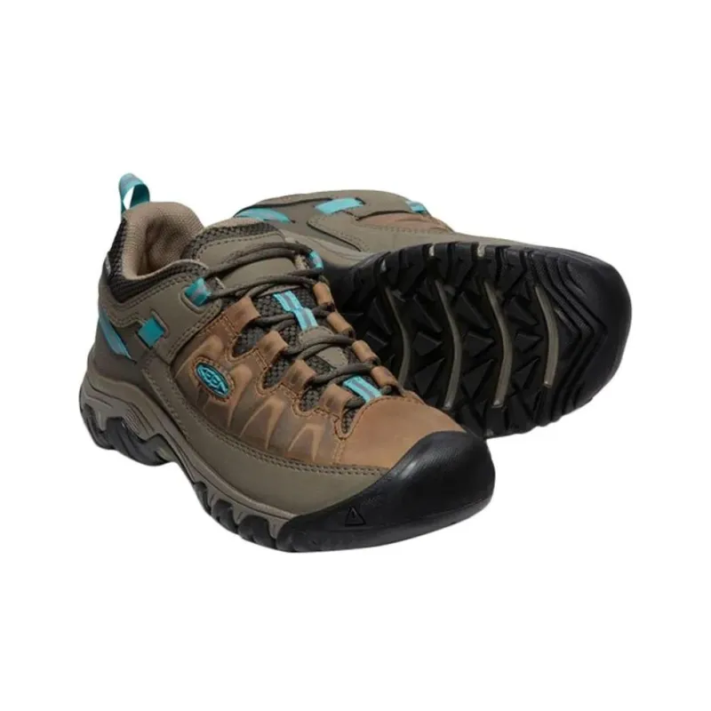 KEEN Targhee III WP Cushioned Slip Resistant Low Top Outdoor Shoes Women's Brown Blue-3