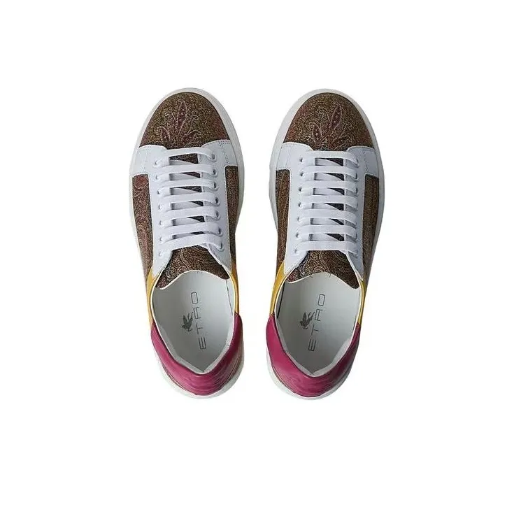 ETRO Wear-Resistant Low-Top Skateboard Shoes Women's White Brown-3