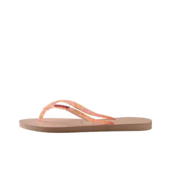 Havaianas Slim Logo Metallic Flip Flops Women's Pink