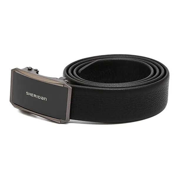 SHERIDan Business Elite Alloy Automatic Buckle Cow Leather Belt Men's Black-3