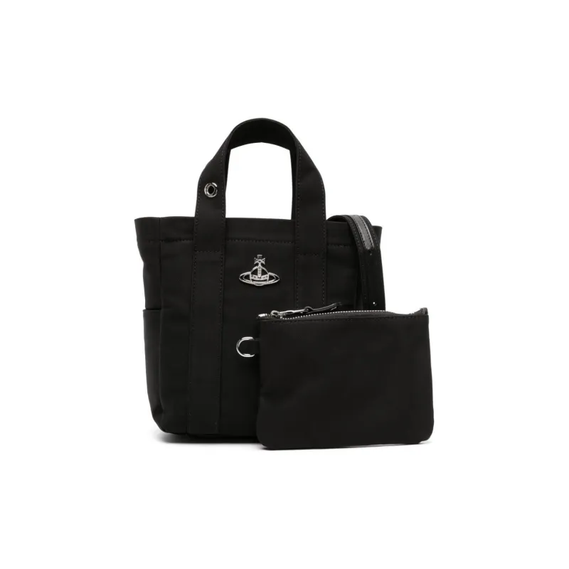 Vivienne Westwood Recycled Nylon Tote Bag, Shopping Bag, Shoulder Bag, Crossbody Bag, Handbag Small Size Women's Black-1