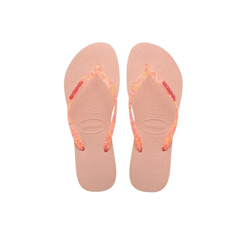 Havaianas Slim Logo Metallic Flip Flops Women's Pink-3