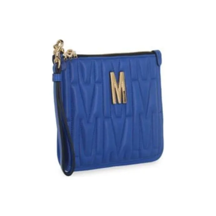 MOSCHINO Calfskin Clutch Women's Blue-1