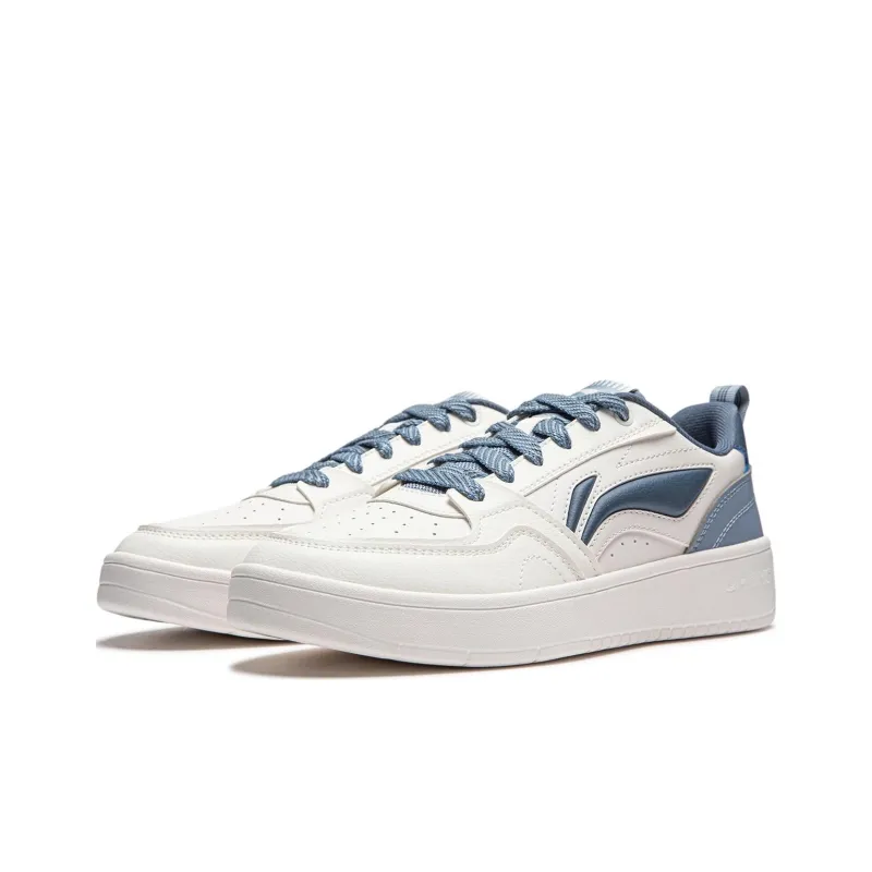 LiNing Yuanbao V2 Anti Slip Wear Resistant Breathable Height Increasing Low Top Skateboard Shoes Men's White Blue-1