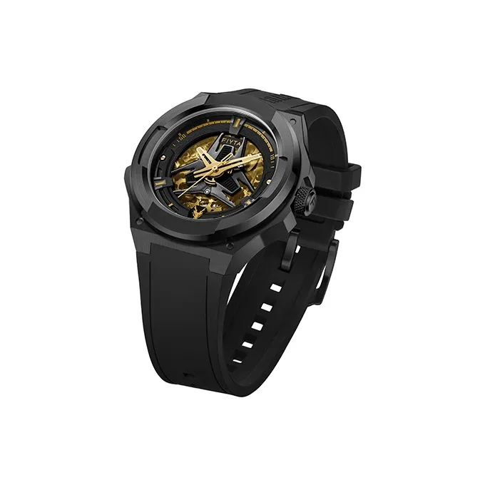 Fiyta Interstellar Series Automatic Mechanical Movement Silicone Strap Watch Men's Watches Gold Dial-1