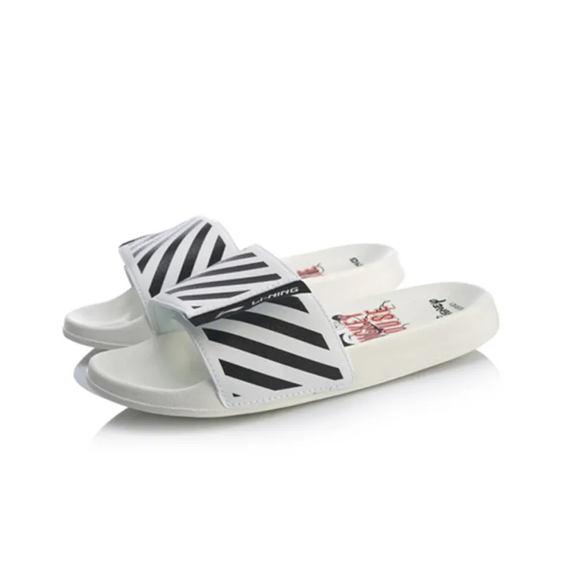 Disney x LiNing Quiet Slide Slippers Women's White Black-2