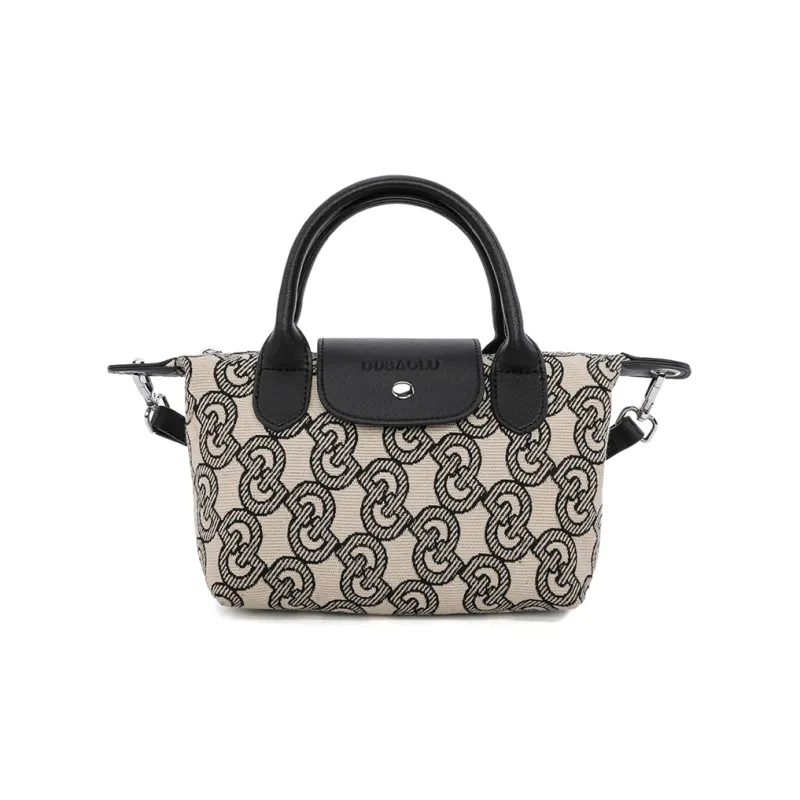 Dubaolu Fabric Handheld Shoulder Bag, Crossbody Bag Medium Size Women's Jacquard Fabric/Black-5