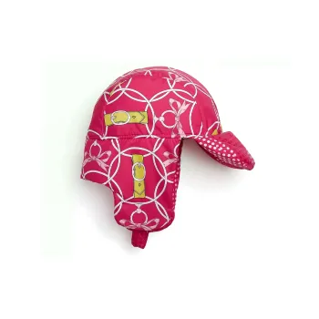 HERMES Canvas Trapper Hats Women's Pink