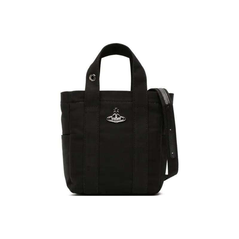 Vivienne Westwood Recycled Nylon Tote Bag, Shopping Bag, Shoulder Bag, Crossbody Bag, Handbag Small Size Women's Black-0