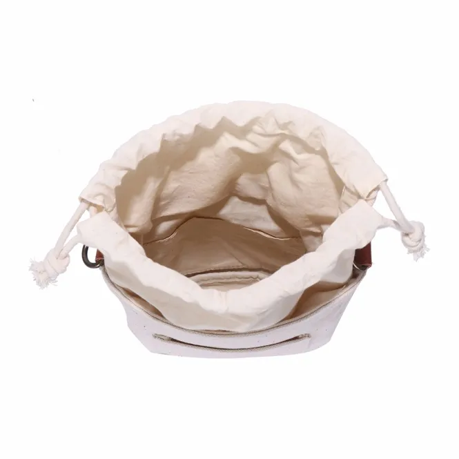 Hello Marche Fabric Bucket Bags Shoulder Bag Crossbody Bag Unisex White-3