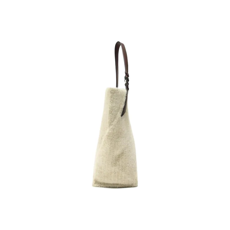 ZARA Polyamide Tote Bag Shopping Bag Shoulder Bag Handbag Large Size Women's Ecru-3