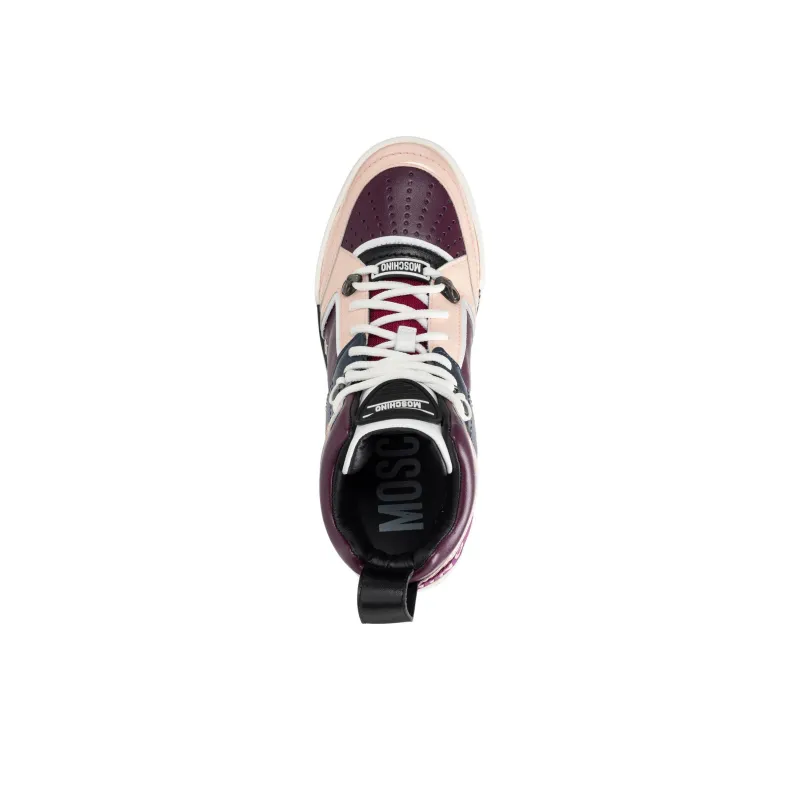 MOSCHINO High Top Skateboard Shoes Women's Burgundy-3
