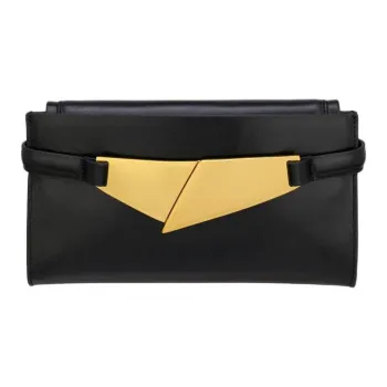 ZARA Cow Leather Envelope Bag Clutches Mini Women's Black